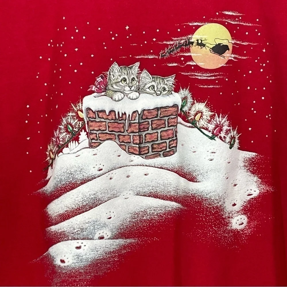 Vintage Day Breeze Sweatshirt Womens XL Red Kittens Christmas Pullover - Picture 11 of 11